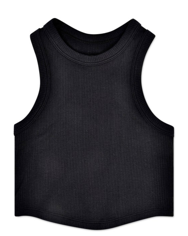 IS Cropped Racer Back Tank-Black