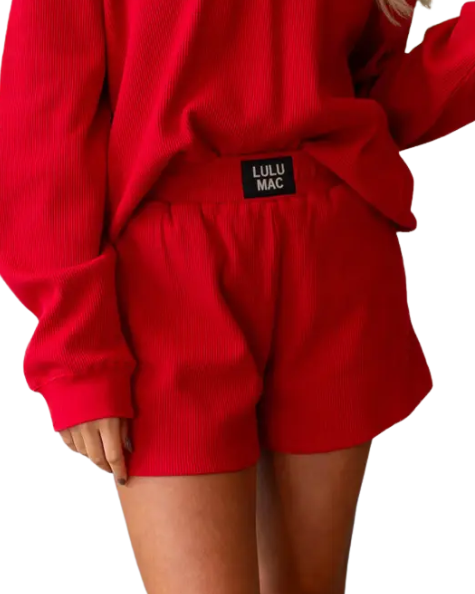 LULU MAC Waffle Shorts-Red